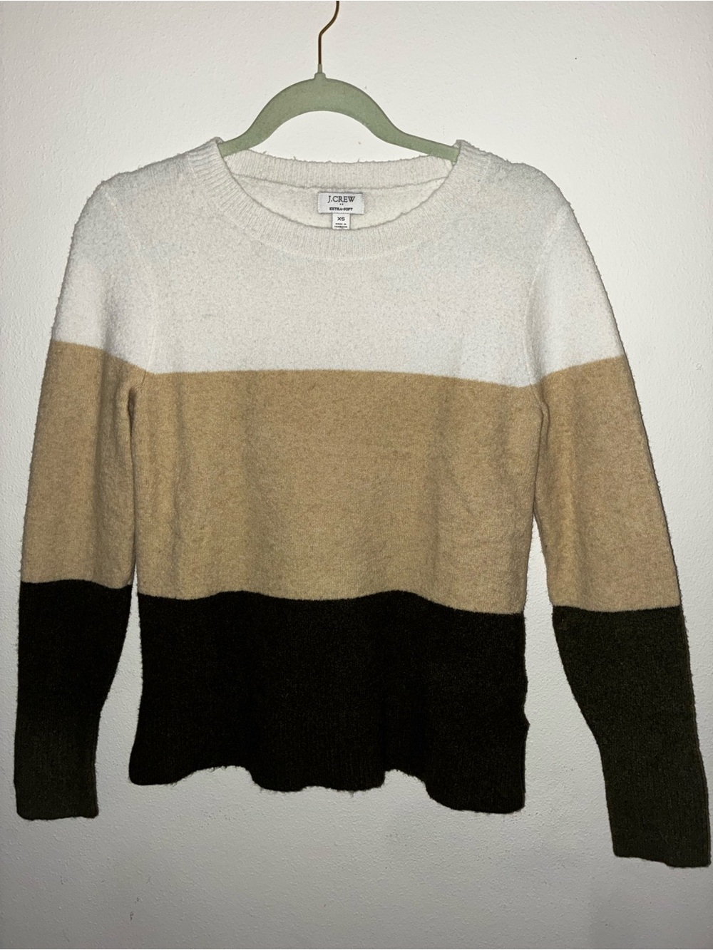 J. Crew Colorblock Crewneck Sweater in White, Tan & Black
